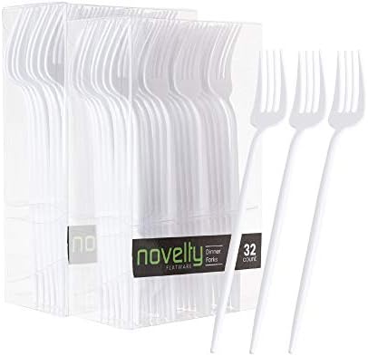  Novelty Modern Flatware, Cutlery, Disposable Plastic Salad Forks Luxury White 32 Count