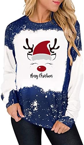  Womens 2022 Fall Fashion Tops Cute Loose Tops Sweatshirts Long Sleeve Christmas Print Plus Size Pullover Top Fall