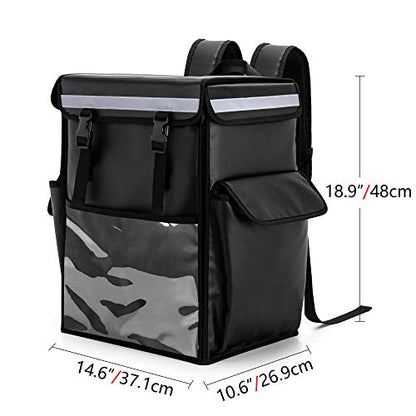  Trunab Insulated Food Delivery Backpack With 2 Side Support Boards And 3 Inner Spaces, Top & Front Loading Waterproof Delivery Bag For Bike Delivery, Uber Eats, Outdoor - Patented Design