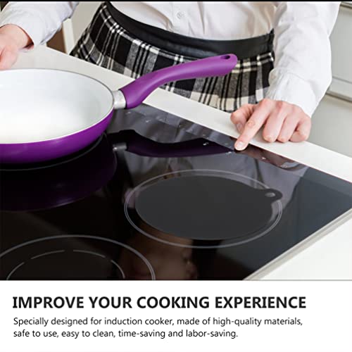  Angoily Induction Cooktop Mat Cooktop Scratch Protector For Induction Stove Silicone Mat Magnetic Electric Stove Covers Black Round