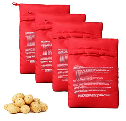  XINGZI Microwave Potato Cooker Bag 4PCS Reusable And Washable Express Saving Time Baking Fabric Pouch Bag For Any Type Of Potatoes Express Bake Perfect Potatoes Just In 4 Minutes