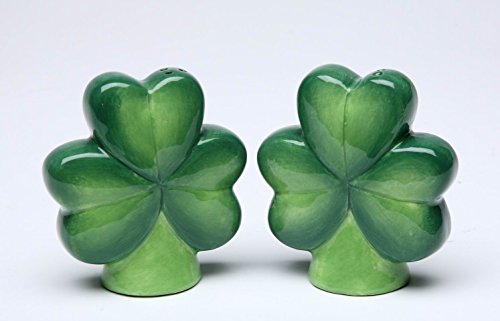  MHC Fine Ceramic Clover Leaves Shamrock Salt And Pepper Shakers Set, 2-3/4" H
