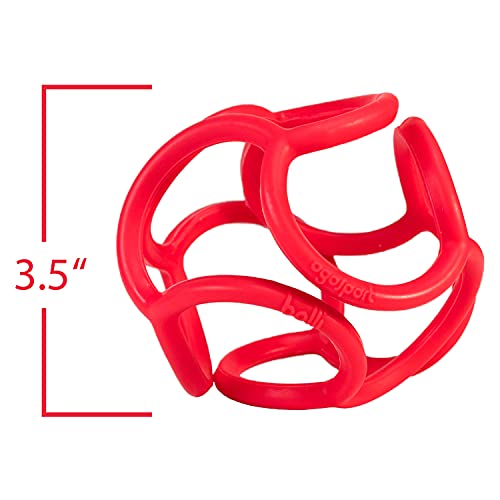  Teething Ring Tactile Sensory Ball Toy For Babies & Kids - Stretchy, Soft Non-Toxic Silicone - Ages 3 Months And Up - Red