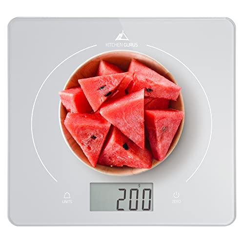  Lass Kitchen Scale - Premium Surface | Great For General Cooking, Baking, And Meal Prep With Surface For Easy Cleaning And Reducing Food-Borne Bacteria | Designed In St. Louis (Silver)