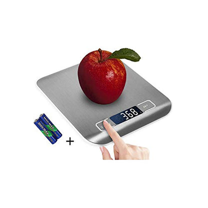  Gital Kitchen Scale,Food Scale For Meat Baking Weight,Unit Gram OZ Lb Up 11 Lb(1g-5KG),Silver Stainless Steel Anti-Fingerprint With Accuracy LCD Display For Cooking Black(Include AAA Battery)