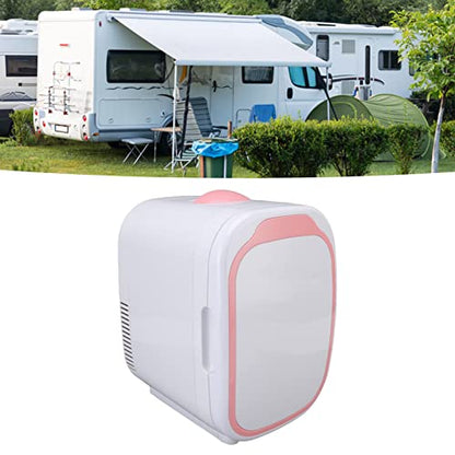  Mini Fridge,6L Mini Refrigerator Portable Dual Purpose Cooler Warmer Small Fridge For Skincare, Foods, Medications, Bedroom, Travel US Plug 110V Pink