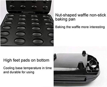  Electric Walnut Cake Maker, Automatic Mini Nut Waffle Bread Machine Sandwich Iron,Toaster Baking Breakfast Pan Oven
