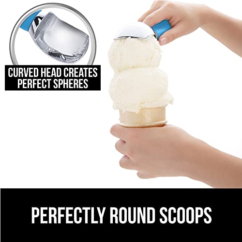  Gorilla Grip Large, Comfortable Handle, Heavy Duty Ice Cream Scoop, Professional Grade Scooper, Get Perfect Shape Scoops, Great For Spooning Frozen Hard Gelato And Sorbet, Cookie Dough, Melon, Aqua