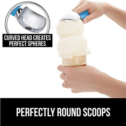  Gorilla Grip Large, Comfortable Handle, Heavy Duty Ice Cream Scoop, Professional Grade Scooper, Get Perfect Shape Scoops, Great For Spooning Frozen Hard Gelato And Sorbet, Cookie Dough, Melon, Aqua