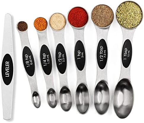  Magnetic Measuring Spoons Set Stainless Steel With Leveler,Multicolors Measuring Cups And Spoon Set Kitchen Gadgets Apartment Essentials Fits In Spice Jars,Stackable Metal Tablespoon Spoon For Baking