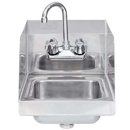  Commercial Stainless Steel Wall-Mount Hand Sink With Side Splash - NSF