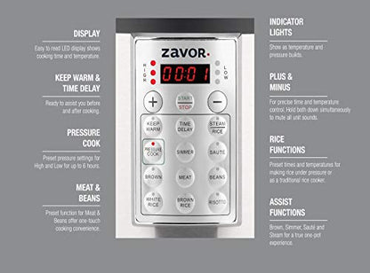  Zavor Select 6 Quart Electric Pressure Cooker And Rice Cooker With Non-stick Inner Cooking Pot And Brushed Stainless Steel Finish (ZSESE01)