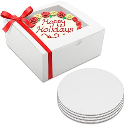  10 Inch Cake Box With Cake Boards Set 20pcs 10x10x5 Inches, Bakery Box With Window. Cheesecake Box, Cajas Pasteles For Cake, Disposable Cake Containers With Lids For Desserts, Cake Saver With Cover