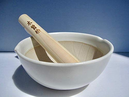  De In Japan Ripple Ridge Mortar And Pestle Suribachi & Surikogi Set 6.6 Inches For Both Right And Left Handed Ivory Authentic Mino Ware Pottery M88238