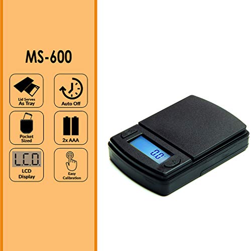  Merican Weigh Scales Fast Weigh MS Series Precision Digital Pocket Weight Scale, 600G X 0.1G (MS-600-BLK)