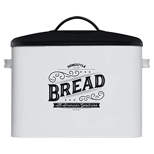  Extra Large White Bread Box With Black Lid - Bread Boxes For Kitchen Counter - Holds 2+ Loaves For All Your Bread Storage – Farmhouse Kitchen Vintage Bread Storage Container And Counter Organizer