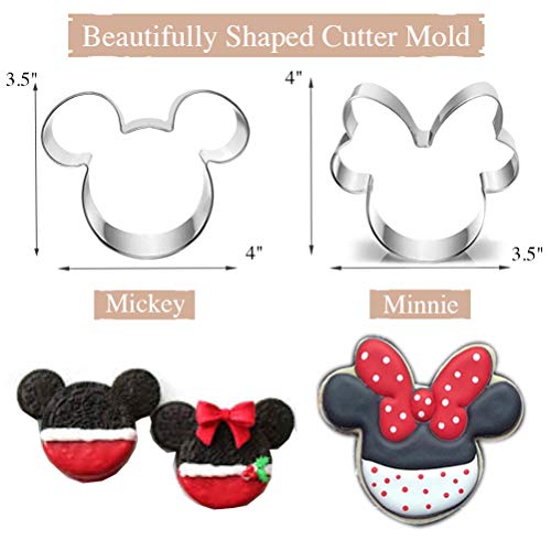  Cookie Cutters 4" To 3" Set Of 6 Mickey & Minnie Mouse Unicorn Dinosaur Heart Star Hot Biscuit Cake Fondant Pancake Cutter Mold For Kids Children Holiday Celebration Birthday Party