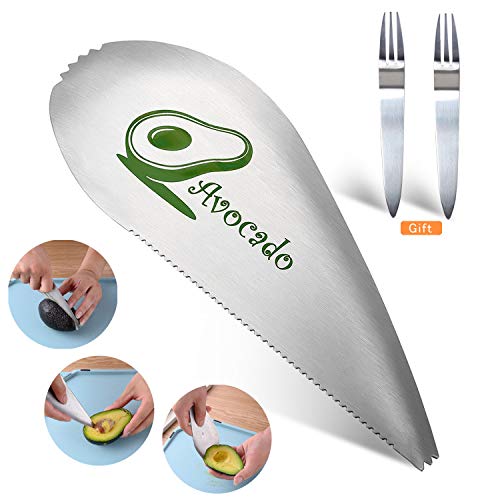  Avocado Slicer, ONEKOO Multifunction Avocado Cutter, For The Avocado Fruit Cuts, Pits, Peeled, Premium Stainless Steel, With Fruit Fork