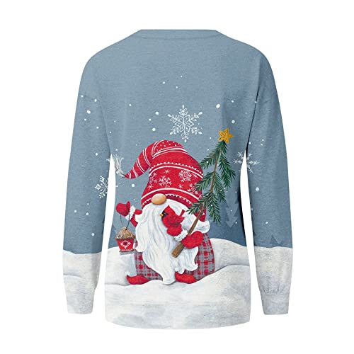  Womens Causal Loose Crewneck Cute Long Sleeve Crew Neck Christmas Print Plus Size Sweatshirts Pullover Top Fall Clothes