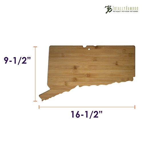  Connecticut State Shaped Serving & Cutting Board, Natural Bamboo