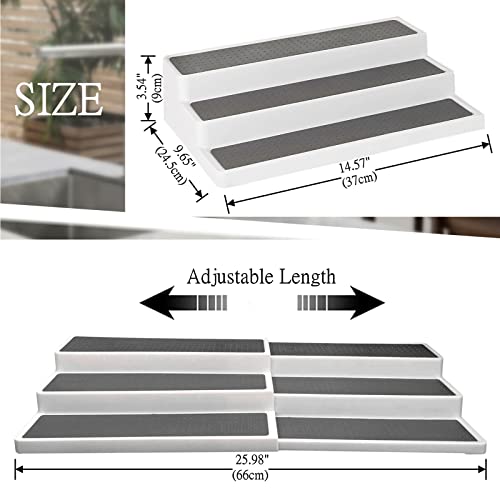  CiWiVOKi 3 Tier Expandable Spice Rack Organizer, Non Skid Spice Storage Shelf Kitchen Organizer For Kitchen Cabinet, Cupboard, Pantry, 2 Packs