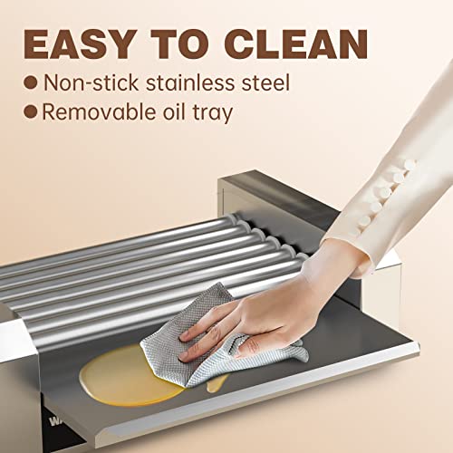  Hot Dog Grill Machine, Commercial Electric Hot Dog Roller Sausage Machine Hot-dog 7 Roller Grill Cooker Machine (silver)