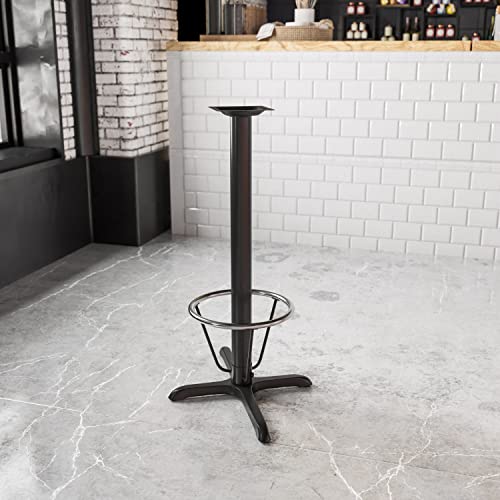 23.5'' X 29.5'' Restaurant Table X-Base With 3'' Dia. Bar Height Column And Foot Ring