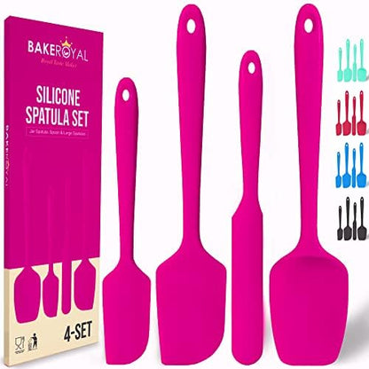  AkeRoyal Silicone Spatula Set - 4-Piece Rubber Spatulas Silicone Heat Resistant 600°F For Everyday Task - Seamless Design Kitchen Spatulas For Nonstick Cookware - Silicone Kitchen Utensils Sets