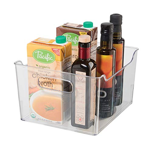  Storage Bin With Handles - Deep (9.75" X 9" X 6") - Ideal For Kitchen Organization, Pantry Storage, Fridge Organizing, Clear