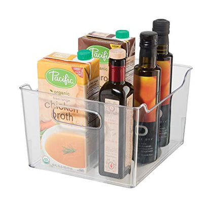  Storage Bin With Handles - Deep (9.75" X 9" X 6") - Ideal For Kitchen Organization, Pantry Storage, Fridge Organizing, Clear