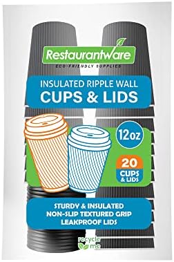  12 Oz Light Pink Paper Ripple Wall Coffee Cup - With White Lid - 3 1/2" X 3 1/2" X 5" - 20 Count Box
