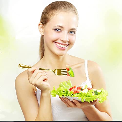  Pre Rolled Napkin And Cutlery Set - 120 Pack Gold Disposable Silverware Include 120 Forks, 120 Knives, 120 Spoons, 120 Napkins For Parties, Weddings And Catering EventsGold 120Pcs)
