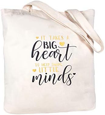  ELEGANTPARK Funny Teacher Gifts For Women Teacher Appreciation Gifts From Students Birthday Graduation Valentines Day Christmas Gifts For Teacher Tote Bag Black Cotton Canvas With Interior Pocket