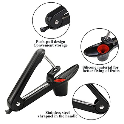  Cherry Pitter Tool, Cherry Pit Remover Tool, Cherry Picker, Fruit Core Remover Design For Make Delicious Cherries Dishes And Cocktail Cherries (Black)