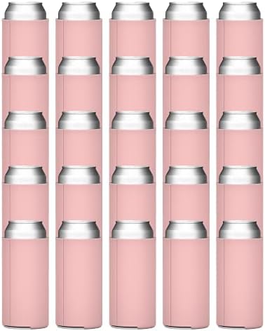  Slim Can Cooler Sleeves (25-Pack) Insulated Polyfoam, Bulk Scuba Knit Polyester Fabric Drink Insulators For 12oz Tall Skinny Beverage - Blank Design (Black)