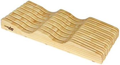  Large In-Drawer Knife Block: 11 Slot (Holds 10-12 Knives) Empty Bamboo Wooden Knife Holder For Kitchen Drawers