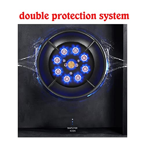  Gas Cooker, 1 Gas Cooker, 5.2KW 9-chamber Wok With Timer Function, NG/LPG Conversion Gas Cooker, Black Tempered Glass, Free-standing Cooker For Camping (Size : LPG)