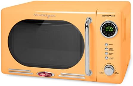  Retro Compact Countertop Microwave Oven, 0.7 Cu. Ft. 700-Watts With LED Digital Display, Child Lock, Easy Clean Interior, Black