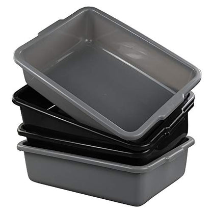 13 L Plastic Commercial Tote Box, Bus Tubs/Bus Box, 4-Pack