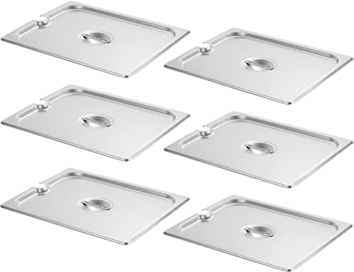  6 Pack Anti-Jam Hotel Pans, 1/3 Size 6 Inch Deep, NSF Commercial 18/8 Stainless Steel Chafing Steam Table Pan, Catering Storage Metal Food Pan