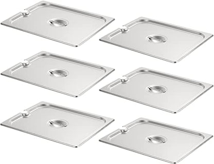  6 Pack Anti-Jam Hotel Pans, 1/3 Size 6 Inch Deep, NSF Commercial 18/8 Stainless Steel Chafing Steam Table Pan, Catering Storage Metal Food Pan