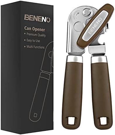  Can Opener Manual, Can Opener With Magnet, Hand Can Opener With Sharp Blade Smooth Edge, Handheld Can Openers With Big Effort-Saving Knob, Can Opener With Multifunctional Bottles Opener