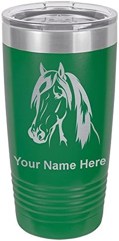  20oz Vacuum Insulated Tumbler Mug, Horse Head 1, Personalized Engraving Included (Black)