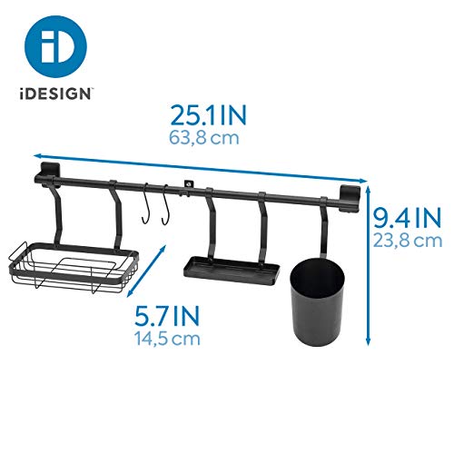  IDesign Austin Kitchen Metal Wall Organizer, Holds Spices, Utensils, Black