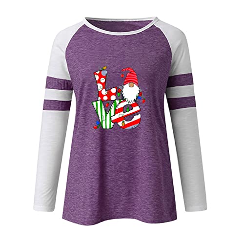  Womens Causal Loose Crewneck Cute Fashion Sweatshirts Long Sleeve Christmas Print Loose Tops Pullover Top Streetwear