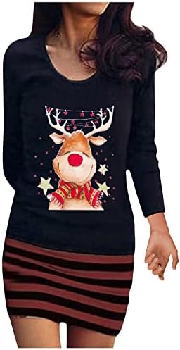  Pullover Sweatshirts For Women Cute Plus Size Christmas Print Long Sleeve Fashion Sweatshirts Pullover Top Streetwear