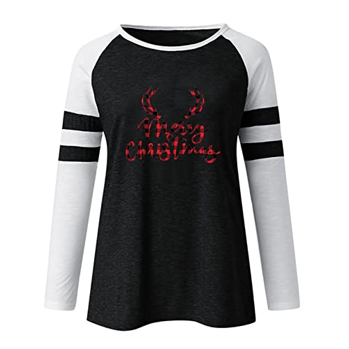  Pullover Sweatshirts For Women Fall Plus Size Sweatshirts Long Sleeve Christmas Print Crew Neck Pullover Top Streetwear