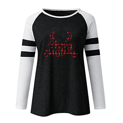  Pullover Sweatshirts For Women Fall Plus Size Sweatshirts Long Sleeve Christmas Print Crew Neck Pullover Top Streetwear