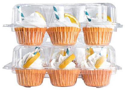  Cupcake Containers 12 Count (pack Of 12), Clear Plastic Cupcake Boxes 12 Count, Deep Dome, Stackable, Disposable & BPA-Free