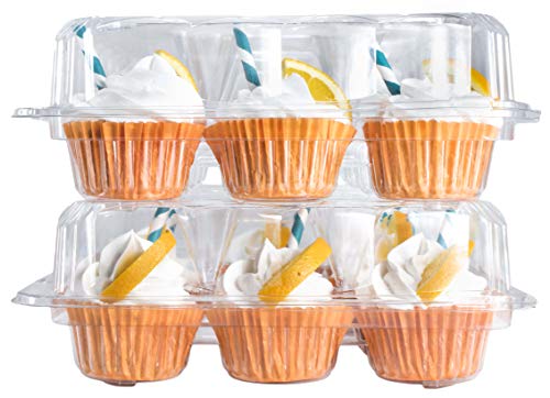  Cupcake Containers 12 Count (pack Of 12), Clear Plastic Cupcake Boxes 12 Count, Deep Dome, Stackable, Disposable & BPA-Free